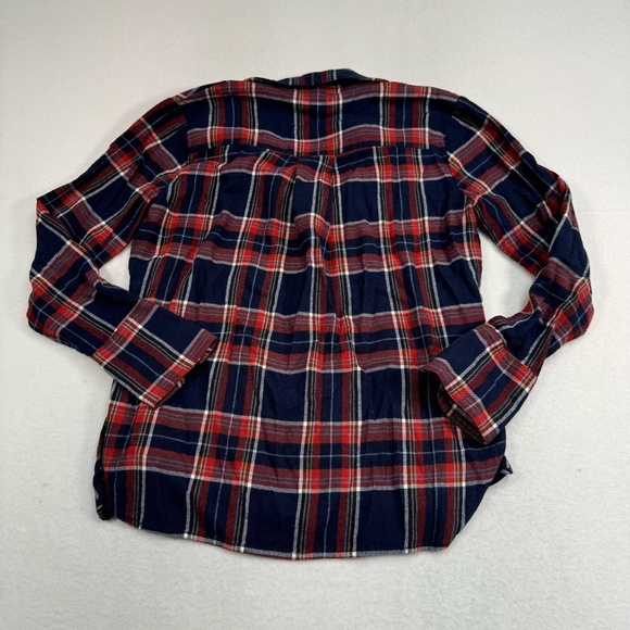Paige Button Down Flannel Shirt Womens Size Small Red Blue Long Sleeve - Picture 2 of 6